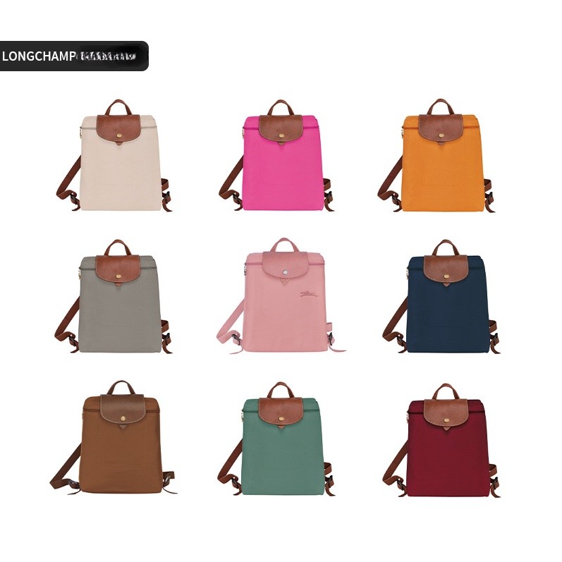 Ready STOCK Youth Soft Handle Longchamp French 70th Anniversary Nylon Canvas กระเป๋าเป้พับได้
