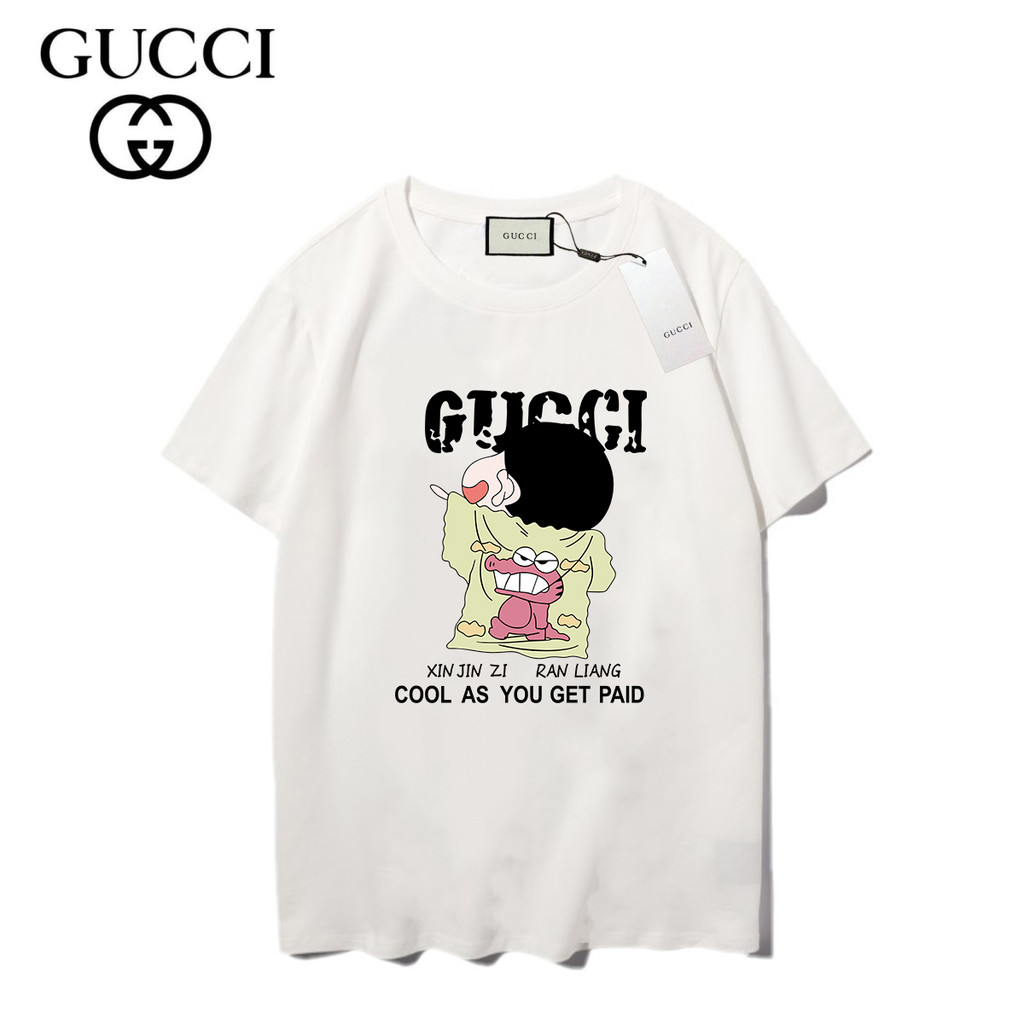 จีซี - เสื้อยืดลําลองทรงหลวมแฟชั่นแขนสั้นสําหรับผู้ชายและผู้หญิง
