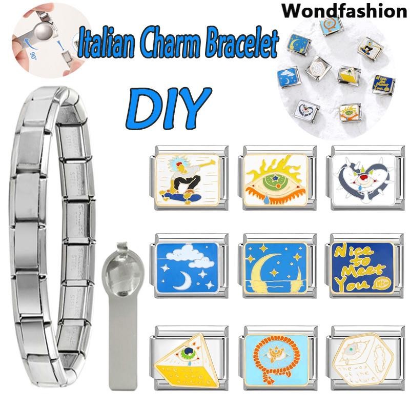 หัวใจตาอิตาเลี่ยนสร้อยข้อมือ Charm Fit 9 มม.สร้อยข้อมือสแตนเลส DIY เครื่องประดับทําอุปกรณ์เสริม Retro บุคลิกภาพโมดูลสร้อยข้อมืออุปกรณ์เสริม