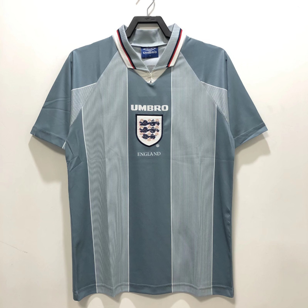1996 England away เสื้อยืดแขนสั้นกีฬาฟุตบอลย้อนยุค