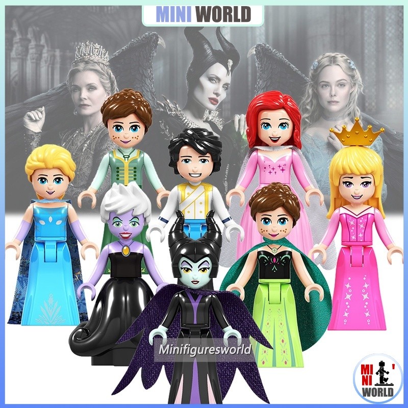 Minifigures Maleficent Elsa Anna Ariel Aurora Ursula Disney Fairy Tales ของเล่นของขวัญ Minifigures F018-25