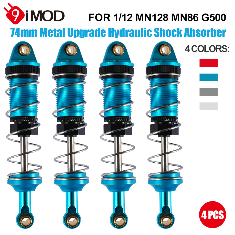 9IMOD 4PCS Shock Absorber 74mm Metal Hydraulic for 1/12 MN128 MN86 G500 RC Car Upgrade Parts