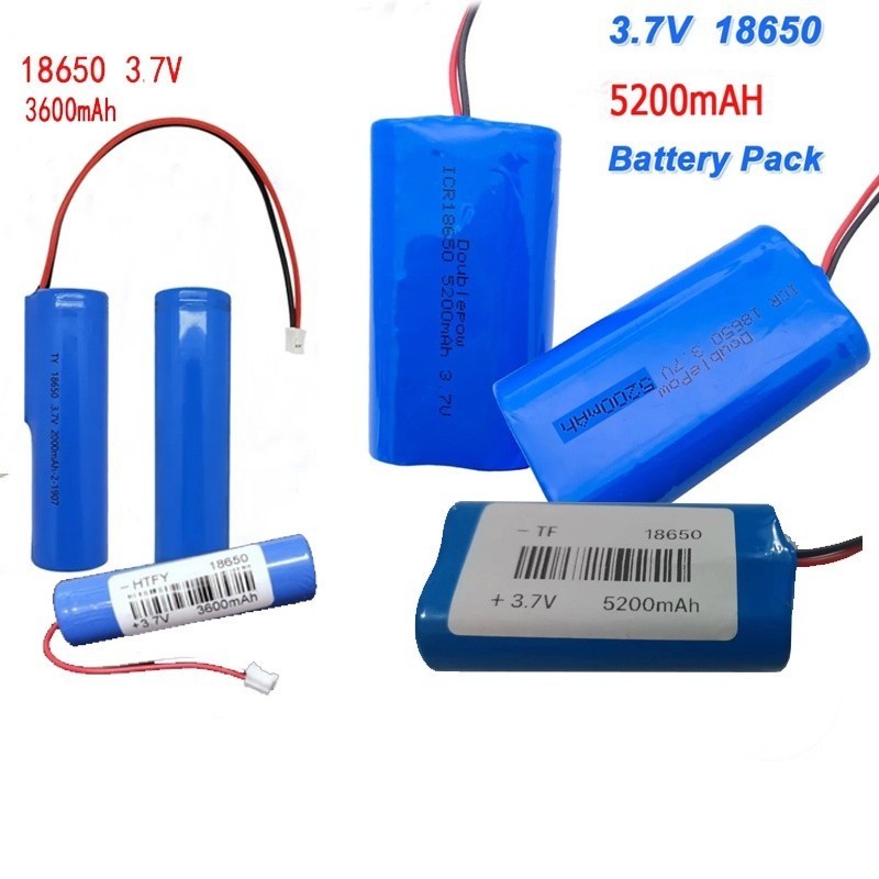 แบตเตอรี่ 18650 1ก้อน 3.7v 3600mah พร้อมแผ่นป้องกัน สายไฟหัวโมเลค2พิน