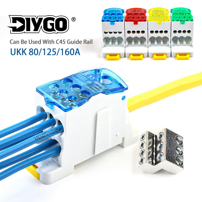 Din Rail Terminal Block UKK 80/125/160A Distribution Box One In Multiple Out Power Universal Wire El