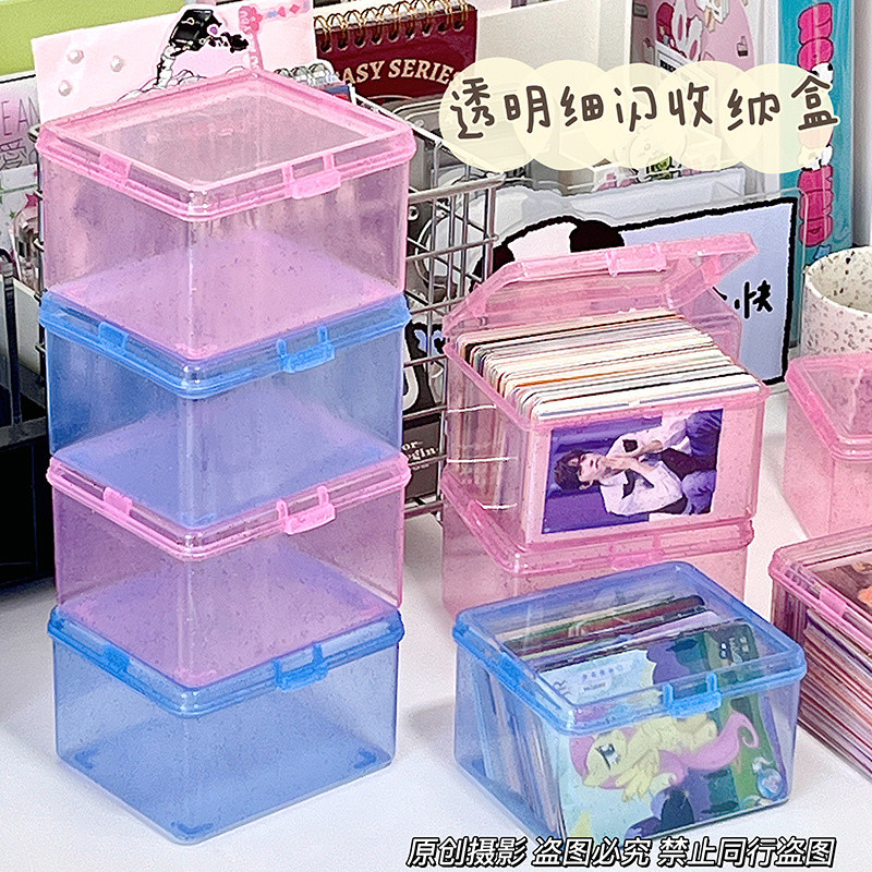 [คลังสินค้าพร้อม] My Little Pony Card Storage Box โปร่งใสพร้อมฝาปิด My Little Pony Card 10cm Small Card Desktop Multifunctional Organizing Box
