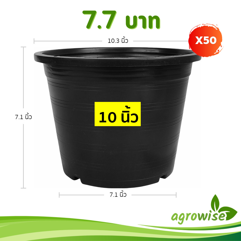 กระถาง กระถางต้นไม้ จานรองกระถางต้นไม้ 10 นิ้ว สีดำ ยกมัด 25 50 100 ใบ