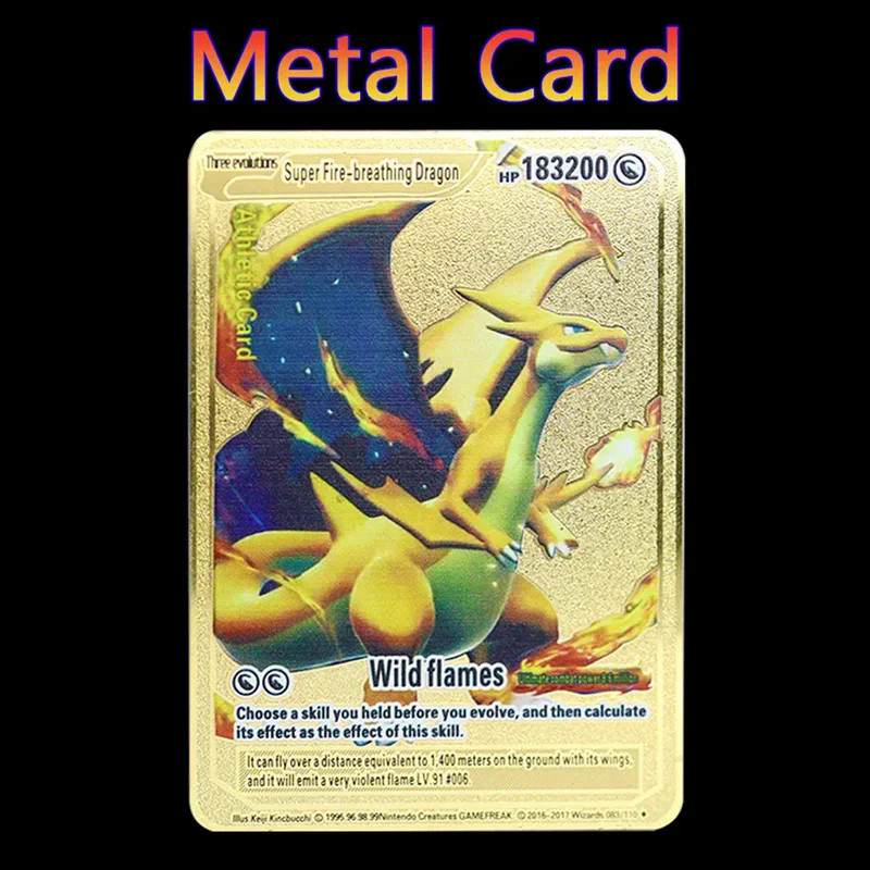 Pokemon 183200 Points High Hp Charizard Pikachu Mewtwo Gold Black English French Metal Cards Vmax Me