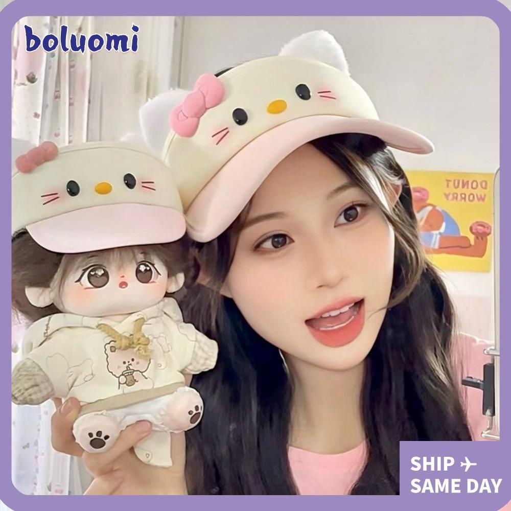 หมวกเบสบอล BOLUOOMI หมวกกันแดดทนทานแบบปรับได้ หมวกแอร์ท็อป Sanrio Hello Kitty น่ารัก