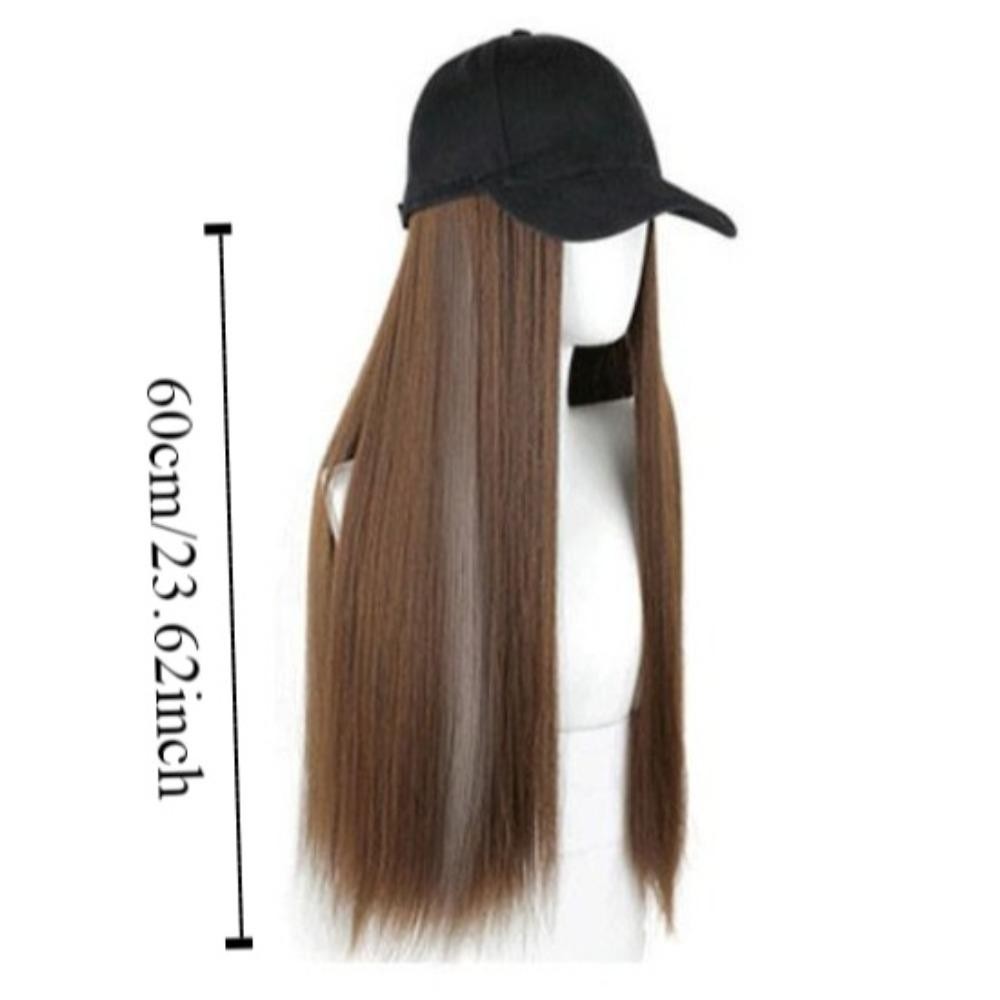 ประกายไฟฟลักซ์ หมวกเบสบอลพร้อมวิกผมไฮไลท์ชิ้นเดียวสีเทาผมยาวตรงแฟชั่นแฮร์พีชหมวกกันแดดสไตล์เกาหลีหมวกปรับได้วิกผมกลา - รูปที่ 2