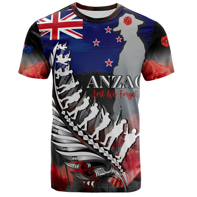 แฟชั่น 3D พิมพ์นิวซีแลนด์ Maori Silver Fern T เสื้อสําหรับชาย NZ Anzac วันธง Maori กราฟิกเสื้อยืดเสื