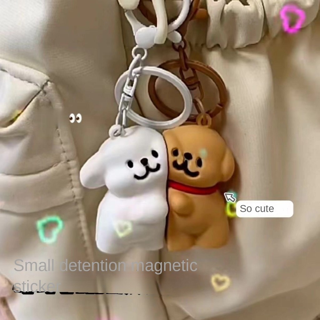 พวงกุญแจแม่เหล็กลายการ์ตูนลูกสุนัขคู่รัก ห้อยของขวัญ จี้ห้อยกระเป๋าน่ารัก พร้อมส่ง