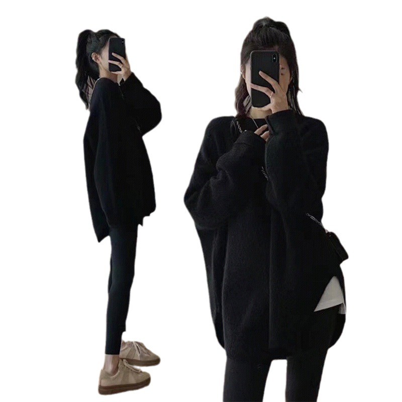 🔥ส่งไวจากไทย🔥 MSD เสื้อกันหนาวผู้หญิง ย้อนยุค เสื้อสเวตเตอร์สวมหัวยาวปานกลาง สีทึบ สวมใส่สบาย - รูปที่ 7