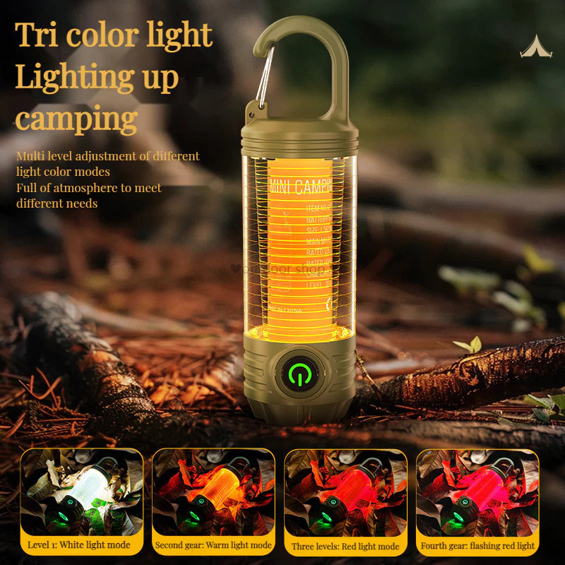 ไฟฉาย TYPE-C ชาร์จ Mini แบบพกพา Hook Retro Camping บรรยากาศไฟฉาย 1200mAh