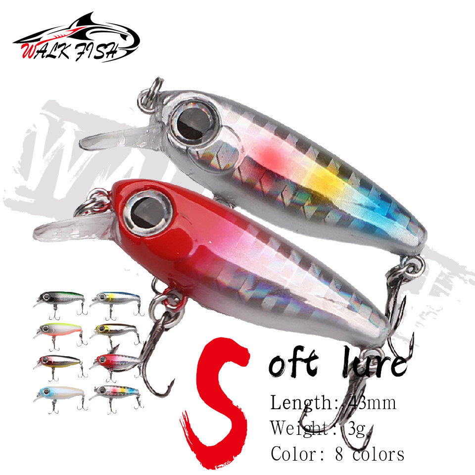 เดินปลา 1 ชิ้น 43 มม./3g Sinking 3D Eyes Minnow Fishing Lure Hard เหยื่อตกปลา Pike ปลาเทราท์