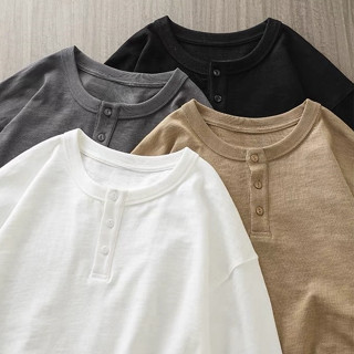 BeCoolman🍃สีทึบผู้ชายเสื้อ จุดต่ําสุด ญี่ปุ่นที่เรียบง่ายภาย…