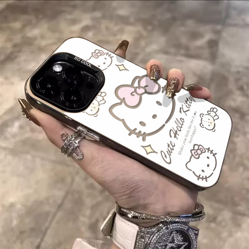 ลายดาวคิตตี้สุดน่ารักแบบเร็วๆ Ins Wind เคสไอโฟน 7Plus 11 15 Pro Max 13 14 12 Pro Max X XS XR Max 7 14 8 Plus SE 2020
