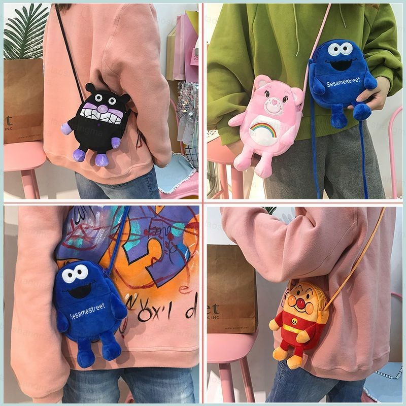 Yt3 ins เกาหลีน่ารักการ์ตูนตุ๊กตากระเป๋า messenger สองชั้นโทรศัพท์มือถือนุ่มสาวสุทธิสีแดงมินินักเรียน TY3
