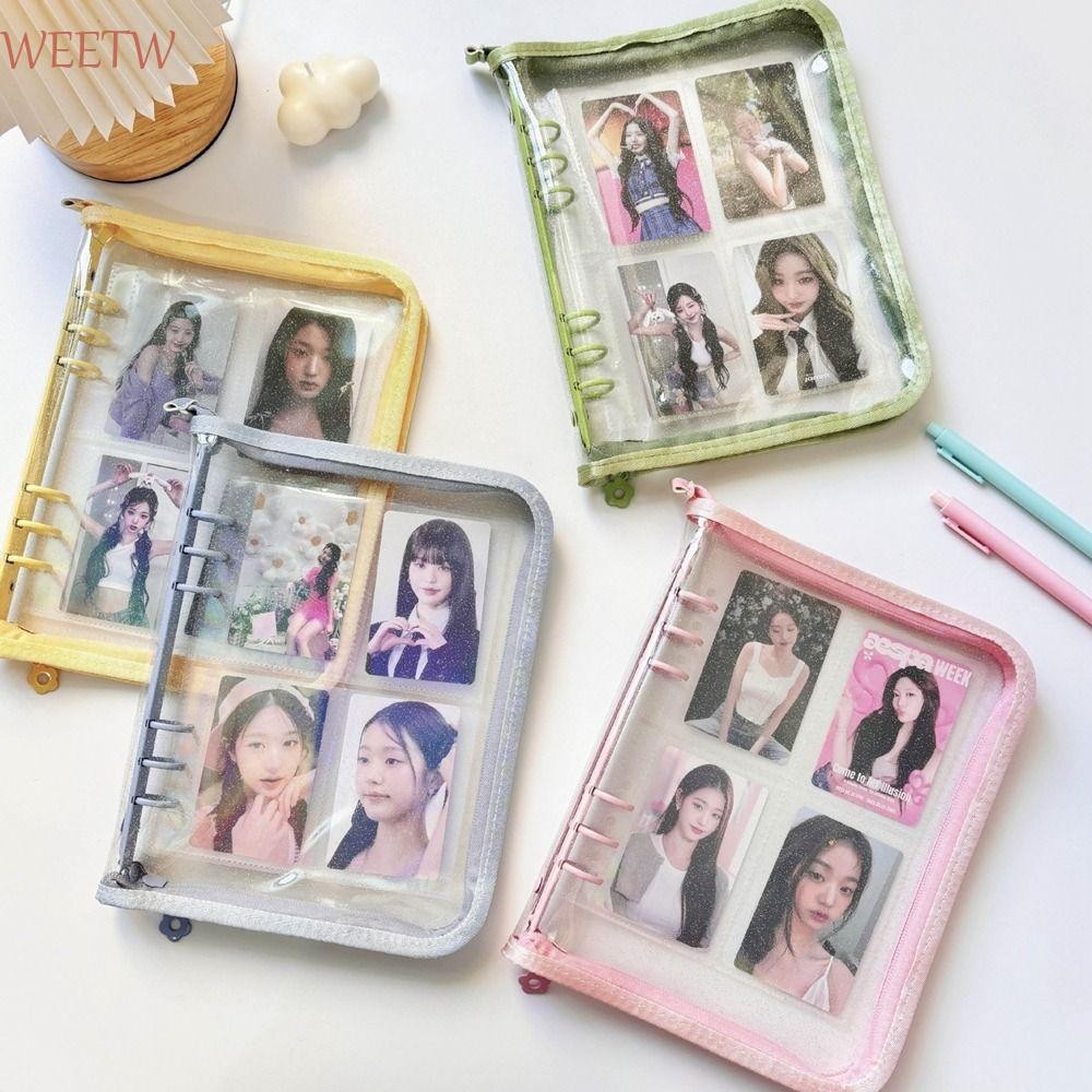 Weekw A5 Binder Photocard Holder, หน้าด้านใน PVC Photo Album Binder, Kawaii โปร่งใสการ์ดเก็บหนังสือหลวม Idol Card รวบรวมหนังสือแฟนอุปกรณ์