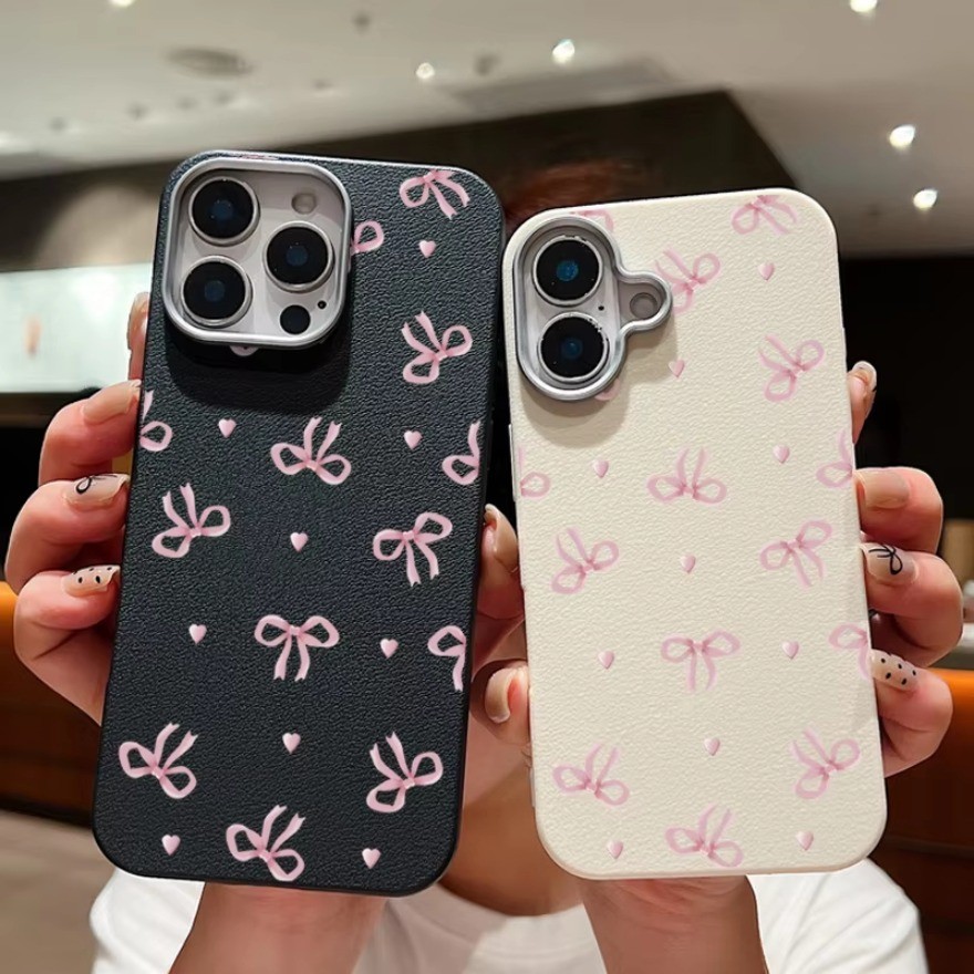 โบว์สีชมพูพิมพ์หนังกรณีTPUสําหรับRealme 14T 14X 14 Pro Lite 13 Plus 13 Pro XT X2 C75 C75X 8 8S Narzo 30 Proซิลิโคนฝาครอบโทรศัพท์