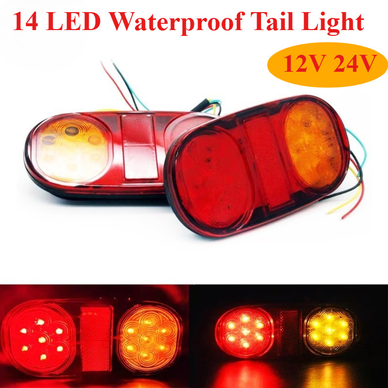12V/24V 14 LED ไฟท้ายกันน้ําสําหรับรถพ่วงรถบรรทุก Van ATV Lorry ด้านหลังโคมไฟเบรคสัญญาณ Marker LIGHT