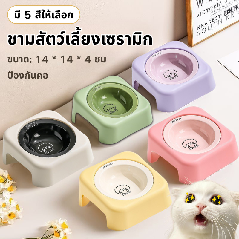COD ชามอาหารแมว ชามอาหารหมา ชามสัตว์เลี้ยงเซรามิก เอียง15องศา ป้องกันคอ ป้องกันการพลิกคว่ํา สินค้า