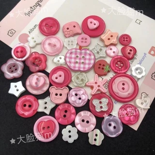 [Koo Ka]♥20 ชิ้น ins สไตล์มูลค่าสูงปุ่มสีชมพูปุ่มผสมทําด้วยมือ diy ทําเสื้อผ้าเด็กตกแต่งคู่มือปุ่มเครื่องประดับอุปกรณ์เสริม