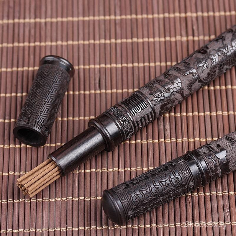 Ebony Incense Tube Wooden Agarwood Incense Thread Incense Tube Storage Incense Pipe Utensils Mahogan