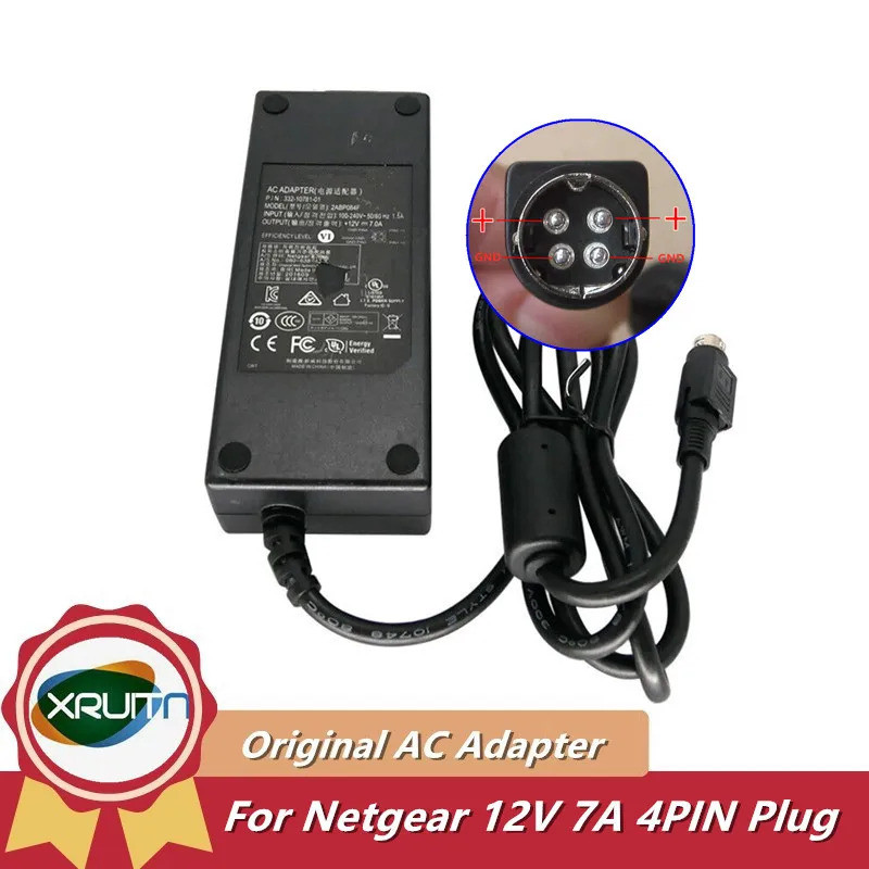ของแท้ 4-Pin 12V 7A 84W แหล่งจ่ายไฟสําหรับ Netgear NU-90-9120700-12 2ABP084F เครื่องชาร์จอะแดปเตอร์ 