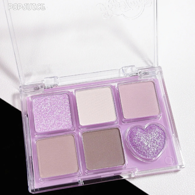POPJUICE พาเลทอายแชโดว์ หกสี แป้งละเอียด มุก แมตต์