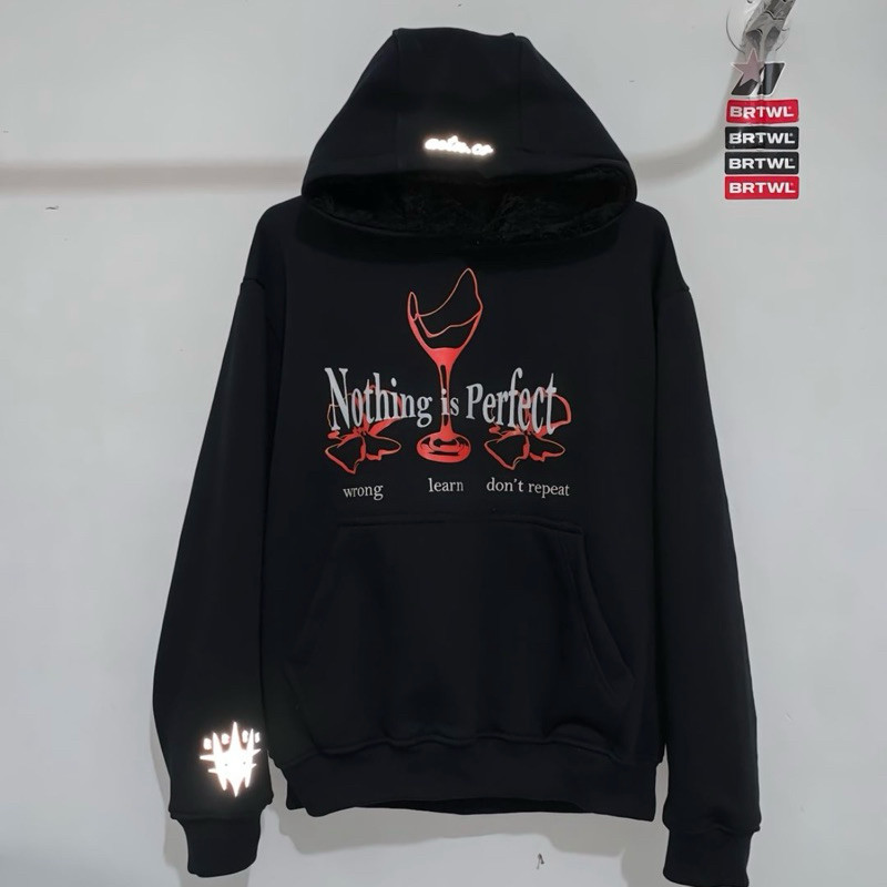 เทรนด์สะท้อนแสง Plastisol Hoodie Starboy ไม่มีอะไรที่สมบูรณ์แบบ NYALA AETN STREET INS สไตล์ HOODIE K