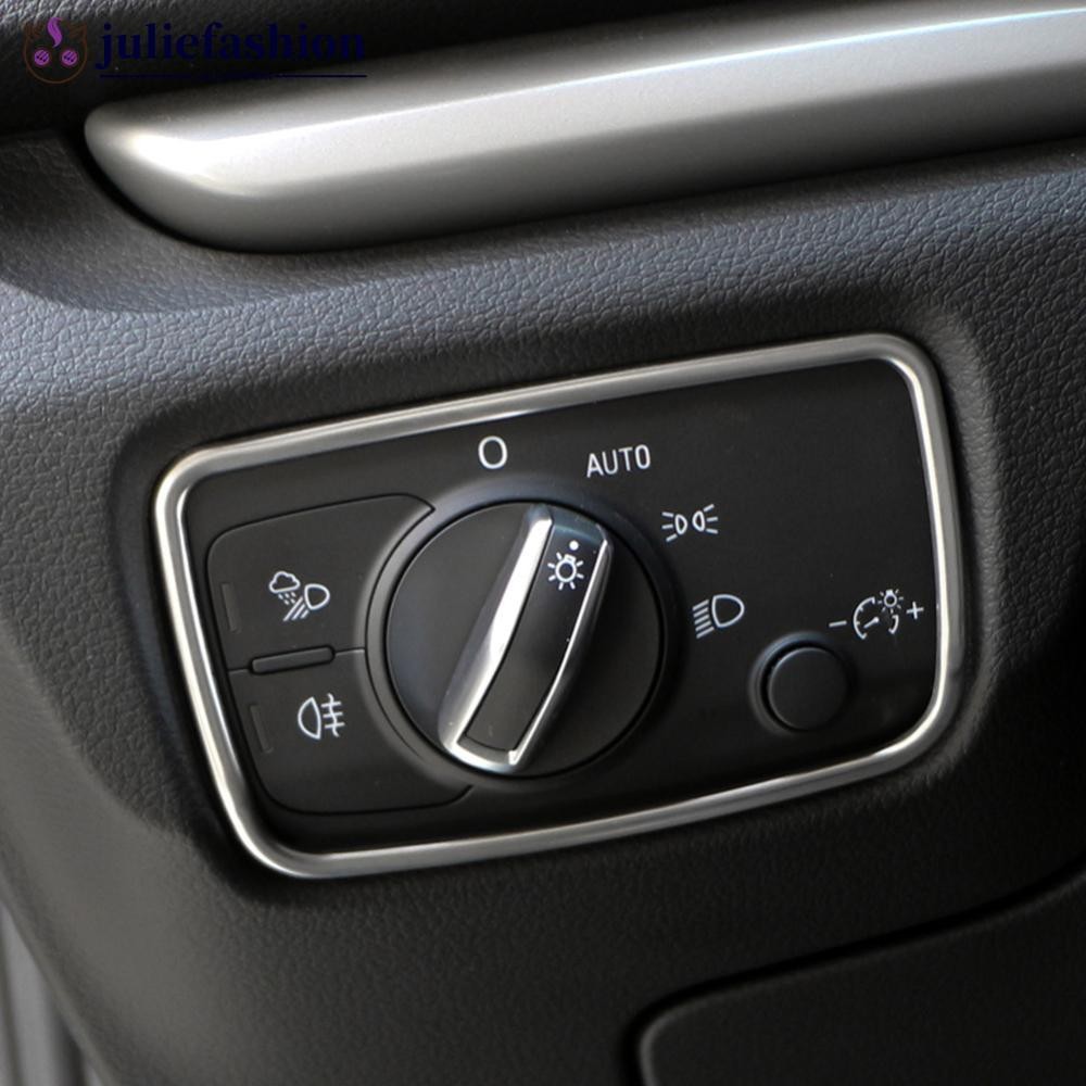 JULIEFASHION สแตนเลสหัวรถแผงสวิตช์กรอบสติกเกอร์อุปกรณ์เสริมสําหรับ Audi A3 8V 2014 - 2019 LHD E5I9