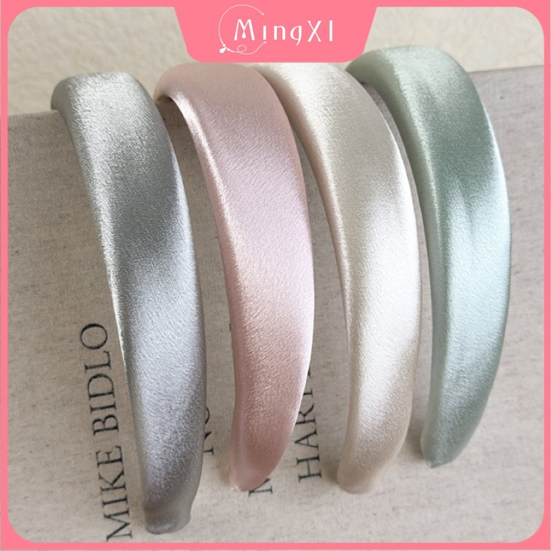 French Pearlescent ซาตินแถบคาดศีรษะสำหรับผู้หญิง อารมณ์ High-end พร้อมเครื่องประดับผม