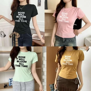 G01-02 เสื้อยืดสีดำแขนสั้นพิมพ์ลายอังกฤษ สุดน่ารัก แนวเกาหลี หลายไซส์ ผ้านิ่มสวมใส่สบาย ใส่ได้ทุกโอกาส ราคาถูก