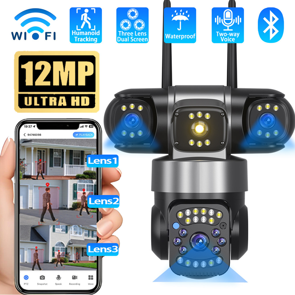 【Yoosee】tdlกล้องวงจรปิด กล้อง3ถาพ เลนส์ WiFiIP12MP หน้าจอการเฝ้าระวังกลางแจ้งกล้องวงจรปิดวิดีโอ Nigh