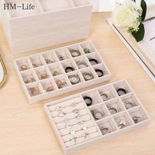 กล่องเก็บเครื่องประดับ แหวน สร้อยคอ ต่างหู สร้อยข้อมือ กล่องเก็บ มี 3 7 9 15 18 ลายสก๊อต G3469