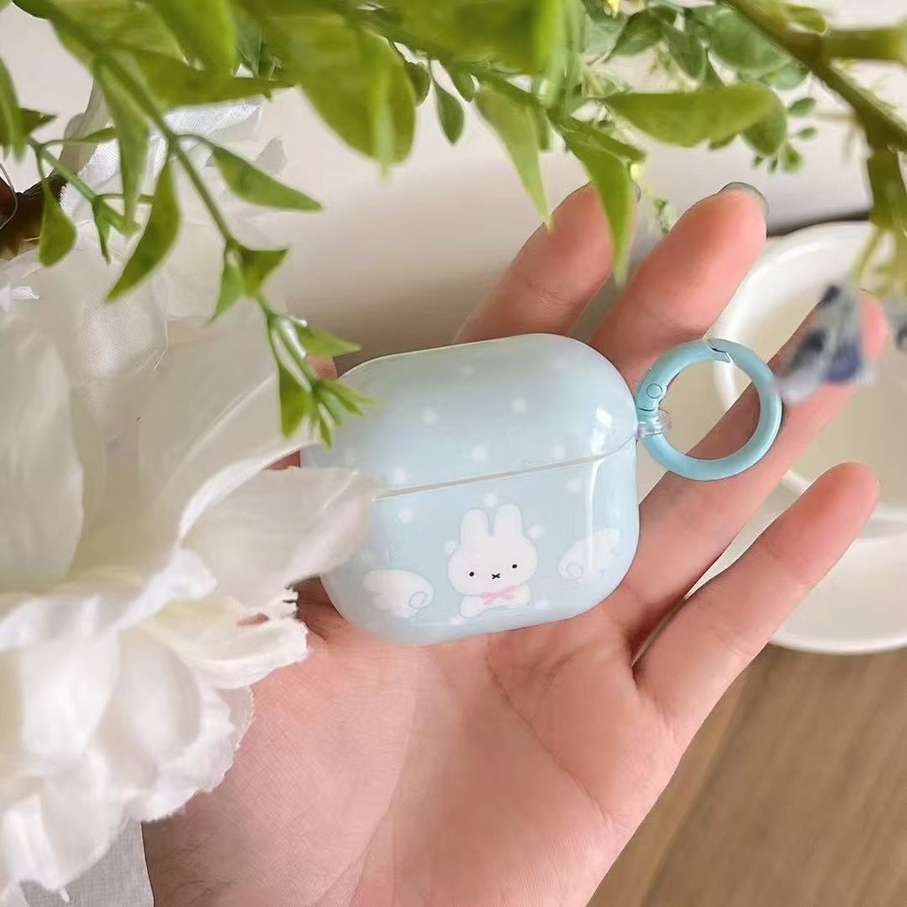 สีเขียวรูปแบบกระต่ายน่ารักหูฟังเหมาะสําหรับ Airpods Pro 2 Girly ฝาครอบ airpods 1 airpods2 airpod 3 4 Pro ปลอก
