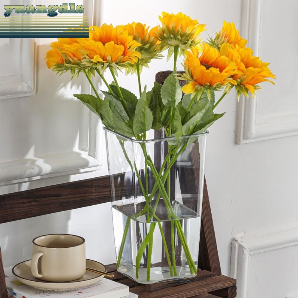 YUANG กระถางไฮโดรโปนิกส์,ตกแต่งบ้านรอบแจกันโปร่งใสสี่เหลี่ยม,คุณภาพสูงระเบียง Terrace สวนพลาสติกเดสก์ท็อปองค์กรถังดอกไม้