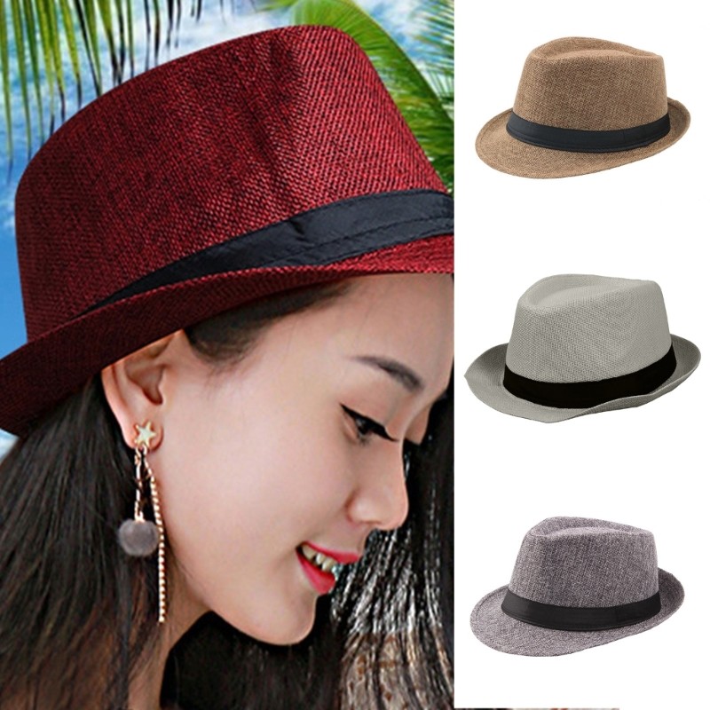 หมวก Mya Fedora สําหรับผู้ชายหมวกกันแดดฤดูใบไม้ผลิฤดูร้อนทรงหยดน้ํา Fedora พร้อมสายสีดํา