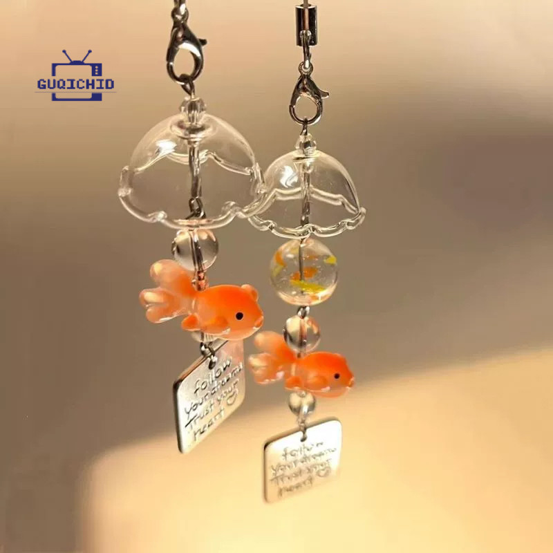 Dreamy ปลาทองลูกปัดโทรศัพท์ Charms จี้ Kawaii พวงกุญแจ Windbellน่ารัก เชือกแขวนโทรศัพท์