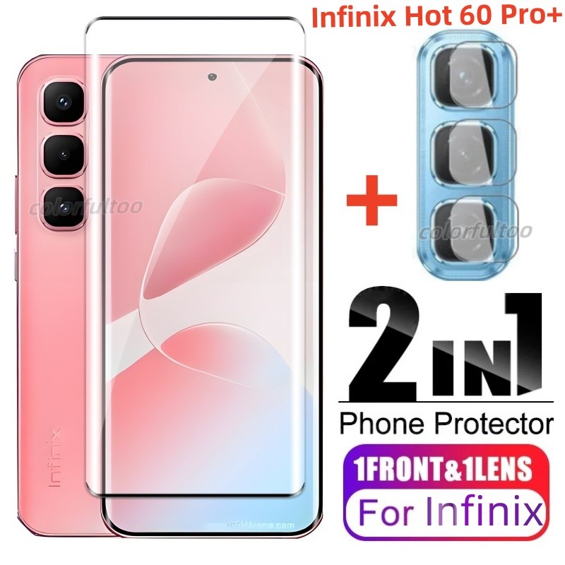2 IN 1 ป้องกันหน้าจอสําหรับ Infinix Hot 60 Pro Plus 60Pro + 5G 2025 9H กระจกนิรภัยป้องกันฟิล์มสําหรับ Hot60 Hot60i 60Pro เลนส์กล้องป้องกันหน้าจอฟิล์ม
