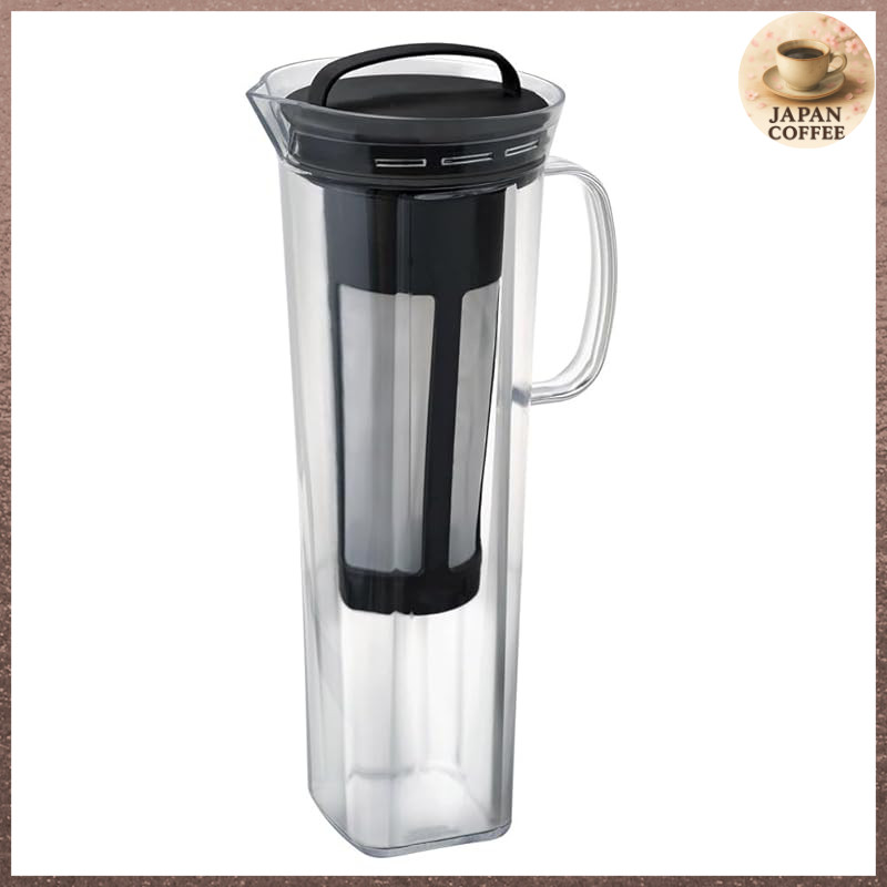 HARIO Cold Brew Coffee Pitcher Rise 840mL, Water Brewed Coffee, Dishwasher Safe, Tritan, Black CBR-1