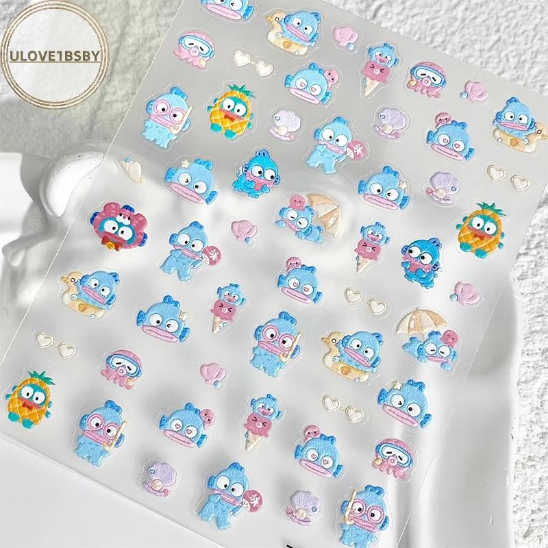 Ulove1bsby Hangyodon น่ารักสร้างสรรค์อะนิเมะอุปกรณ์ต่อพ่วงสติกเกอร์แต่งเล็บตกแต่งบุคลิกภาพที่เรียบง่ายการ์ตูน Self-Paste กระดาษ TH