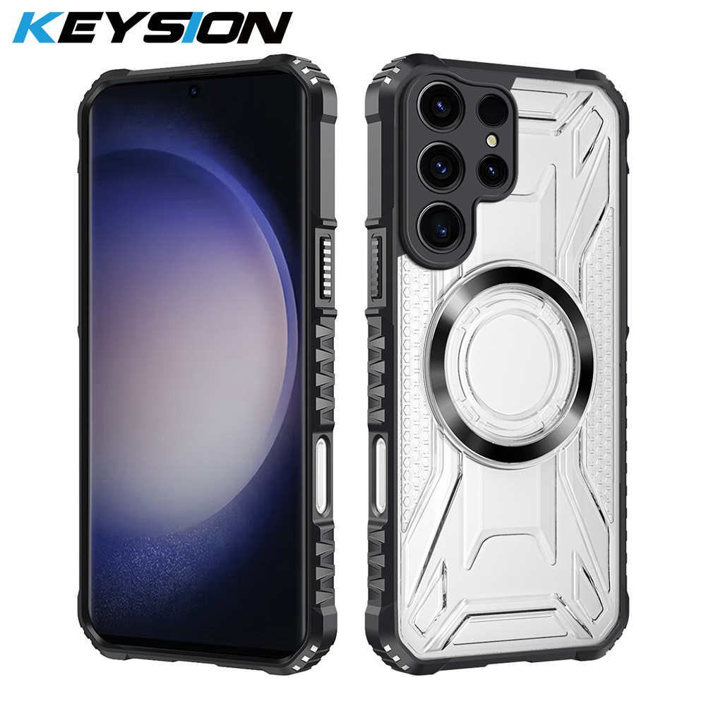 KEYSION แม่เหล็กโปร่งใสสําหรับ Samsung S22 S23 Ultra 5G S23 + กันกระแทกโทรศัพท์ปกหลังสําหรับ Galaxy S23 S21 S20 FE 5G