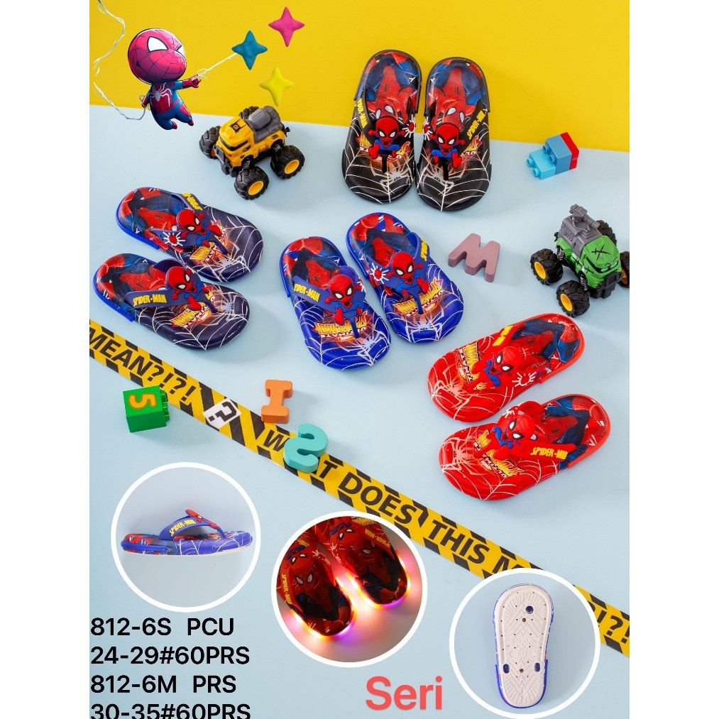 Spiderman Character Boys Flip Flops Super Hero Cartoon Motif รองเท้าแตะเด็ก 812-6S 812-6M