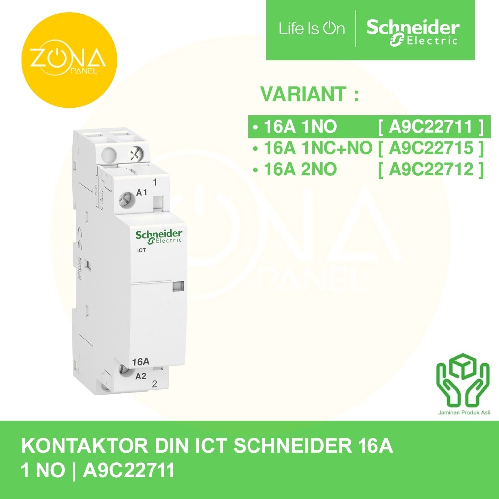 CONTACTOR CONTACTOR SCHNEIDER DIN ICT 1P 16A 1NO A9C22711 ต้นฉบับ
