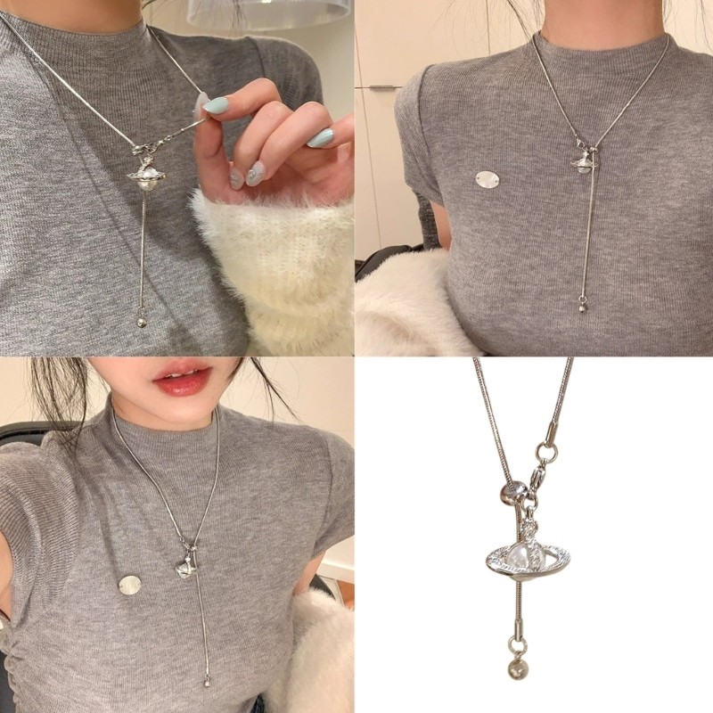 BDW Chic Planetary ลูกปัดพู่สร้อยคอปรับคอสําหรับหลายโอกาสโลหะผสมช่างฝีมือคอ Jewellery