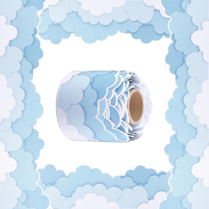 Bbd Bulletin Board Border 32 8ft Cloud Mass รูปแบบ Border Trim สติ๊กเกอร์ติดผนังสําหรับห้องเรียนไวท์บอร์ดกระดานดํา Decora