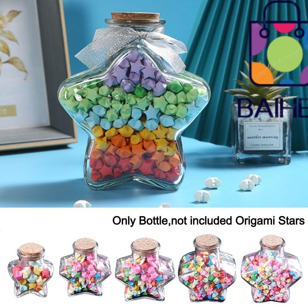 BAIHEE Wishing Bottle, Craft Origami Stars Glass Bottle, Creative Stars Shape Pentagram Storage Bott