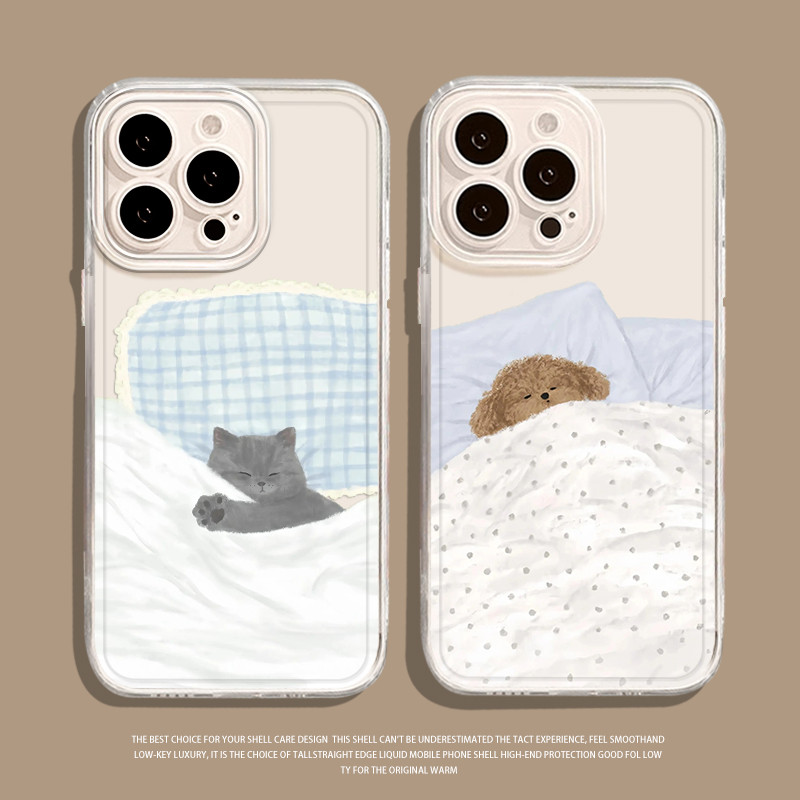 ผ้านวม Puppy Cat เหมาะสําหรับ Apple 16 เคสโทรศัพท์ iphone15promax คู่ 14plus ขนาดเล็กสด 13mini น่ารั