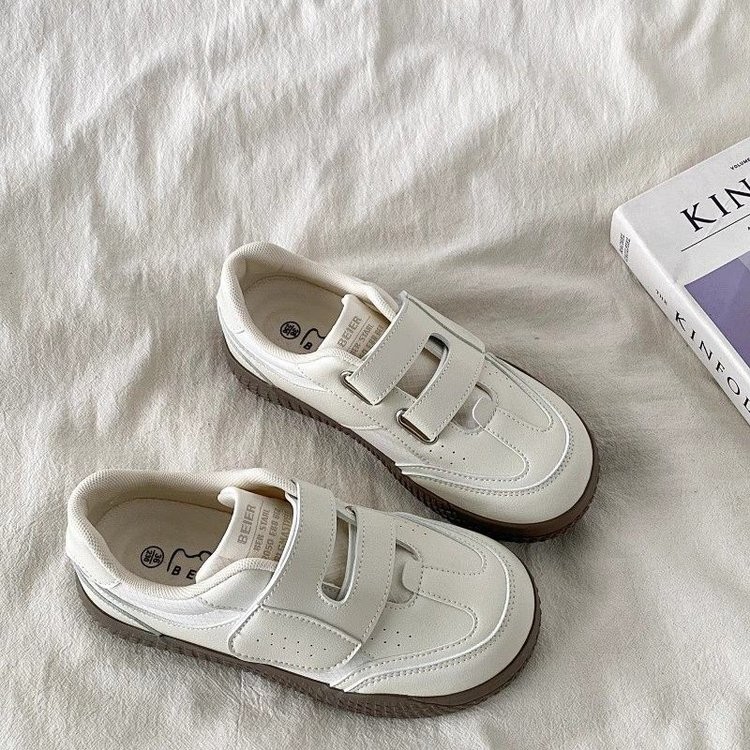 รอบ Toe ส้นแบนยาง Velcro รองเท้าผ้าใบผู้หญิง